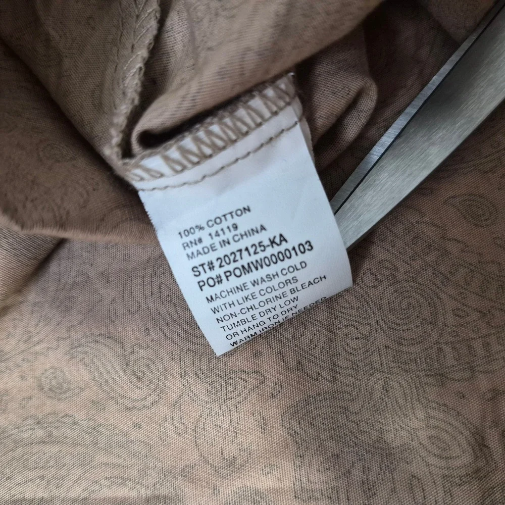 Ely Cattleman Western Shirt Mens XXL Tan Paisley Pearl Snap Long Sleeve Cotton - Picture 6 of 9